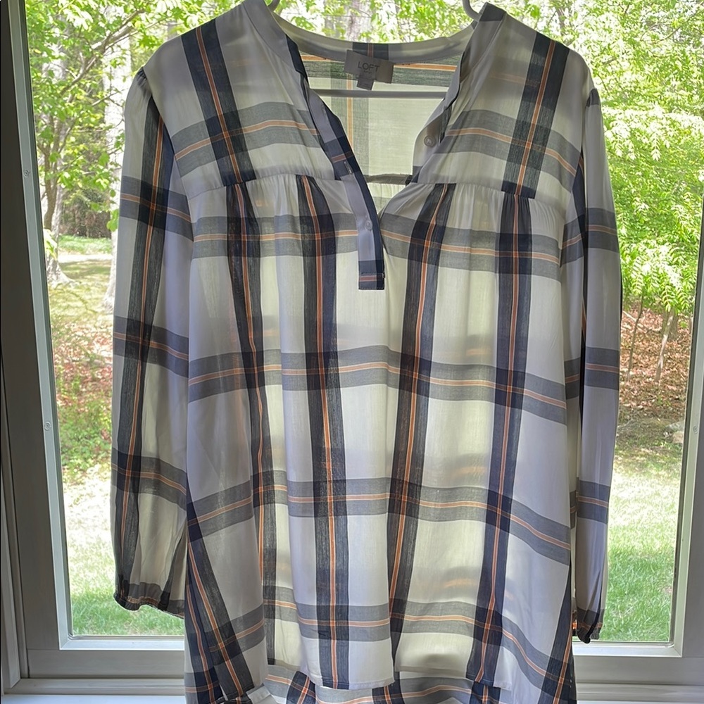 Women's Plaid Top - Blue and White